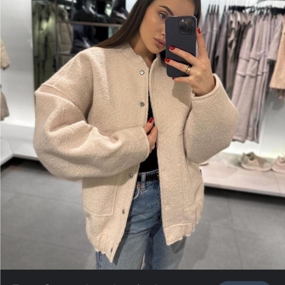 Zara Jackets & Blazers - Zara NWOT Boucle bomber jacket - ivory cream color